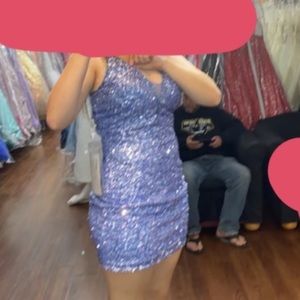 Primavera prom homecoming formal dress in light blue/light purple sequins size 8